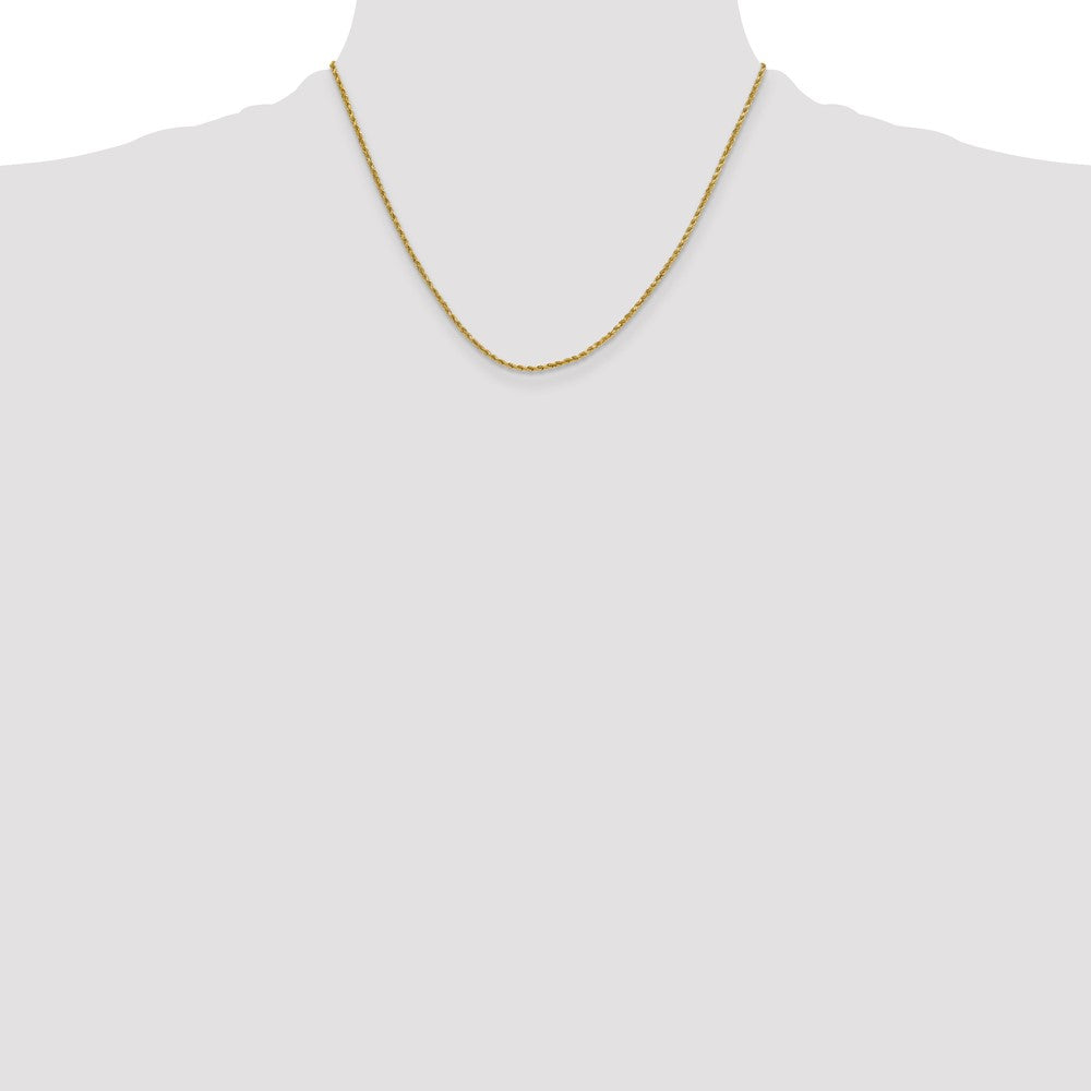 14K Yellow Gold 18 inch 2mm Semi Solid Diamond-cut Rope with Lobster Clasp Chain Necklace