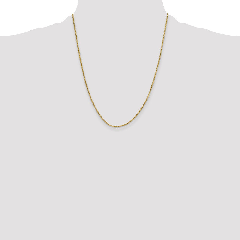 14K Yellow Gold 22 inch 2mm Semi Solid Diamond-cut Rope with Lobster Clasp Chain Necklace