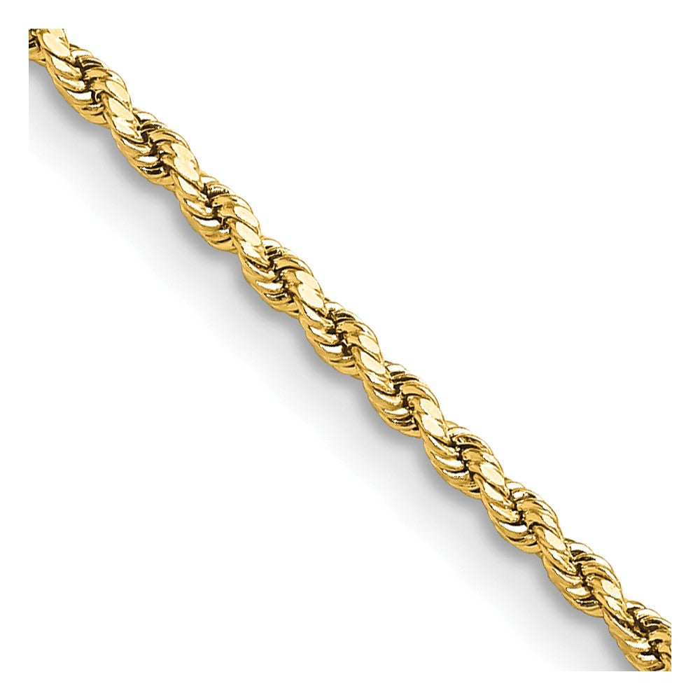 14K Yellow Gold 22 inch 2mm Semi Solid Diamond-cut Rope with Lobster Clasp Chain Necklace