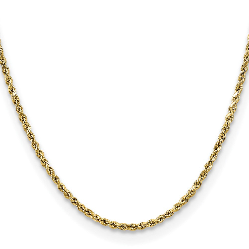 14K Yellow Gold 16 inch 2.5mm Semi Solid Diamond-cut Rope with Lobster Clasp Chain Necklace