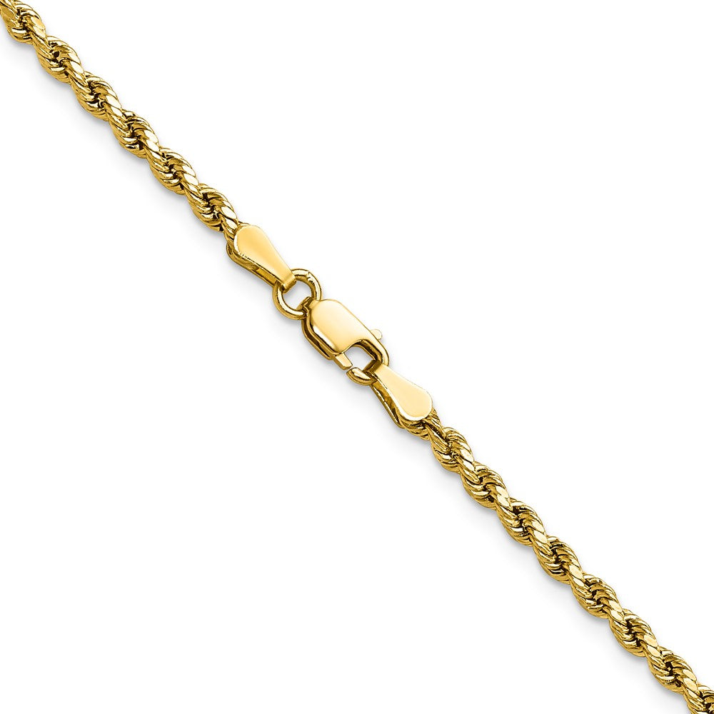 14K Yellow Gold 16 inch 2.5mm Semi Solid Diamond-cut Rope with Lobster Clasp Chain Necklace