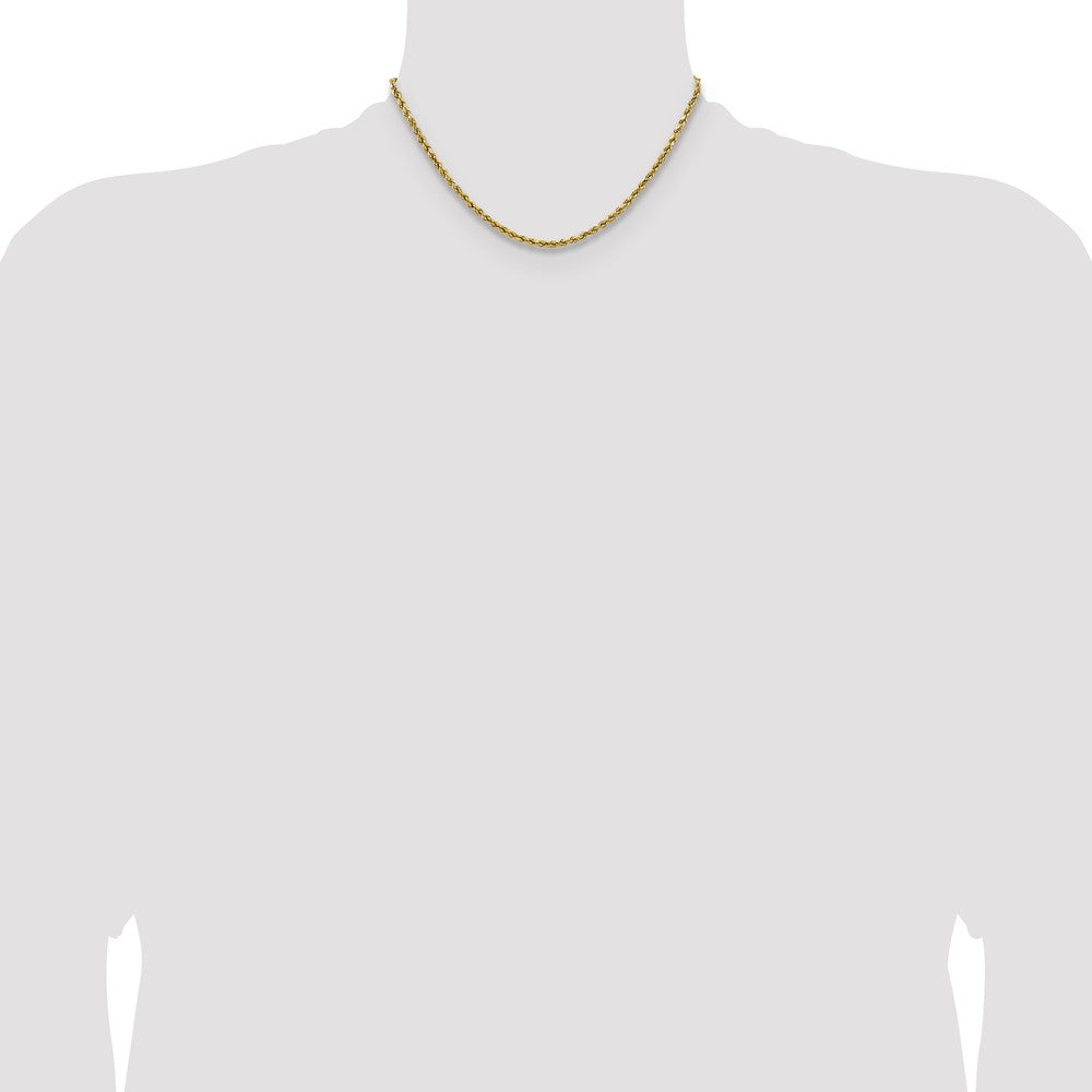 14K Yellow Gold 16 inch 2.5mm Semi Solid Diamond-cut Rope with Lobster Clasp Chain Necklace