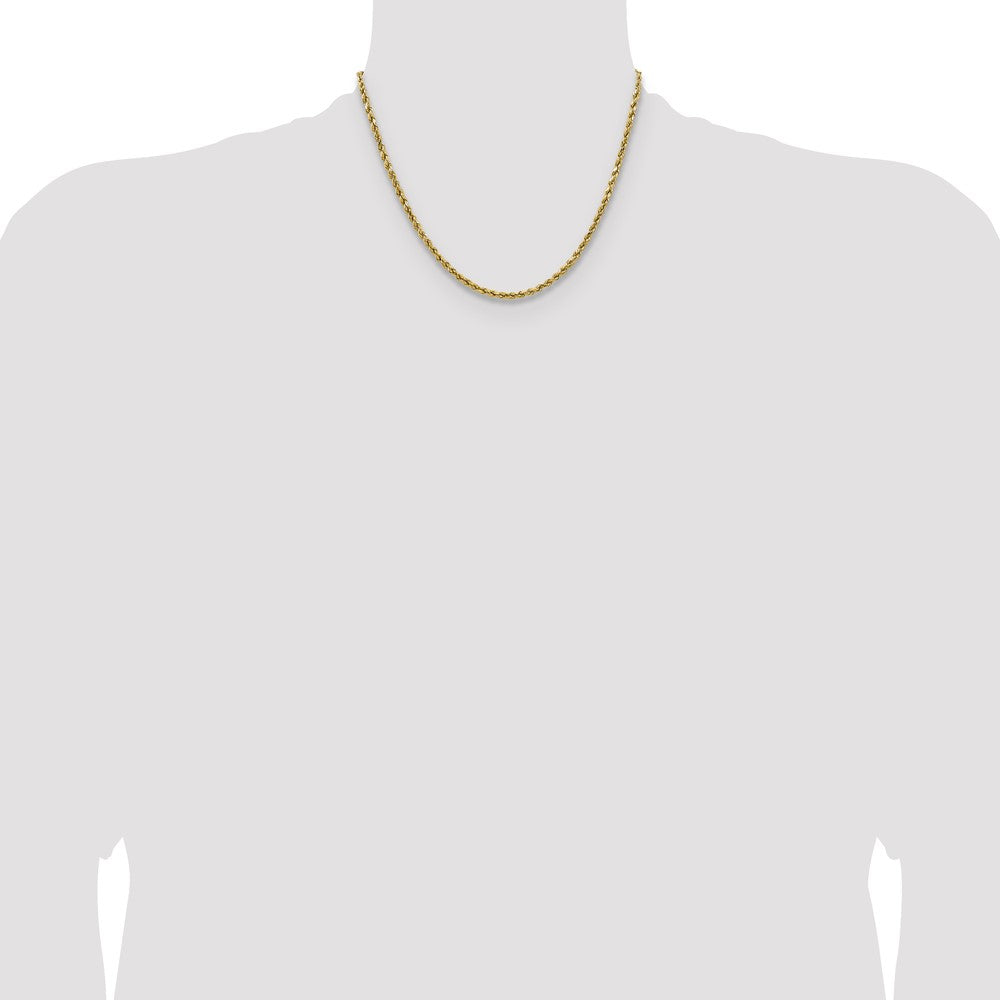 14K Yellow Gold 18 inch 2.5mm Semi Solid Diamond-cut Rope with Lobster Clasp Chain Necklace