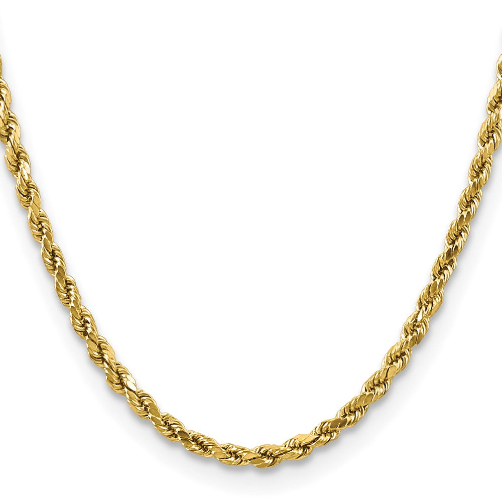 14K Yellow Gold 22 inch 4mm Semi Solid Diamond-cut Rope with Lobster Clasp Chain Necklace