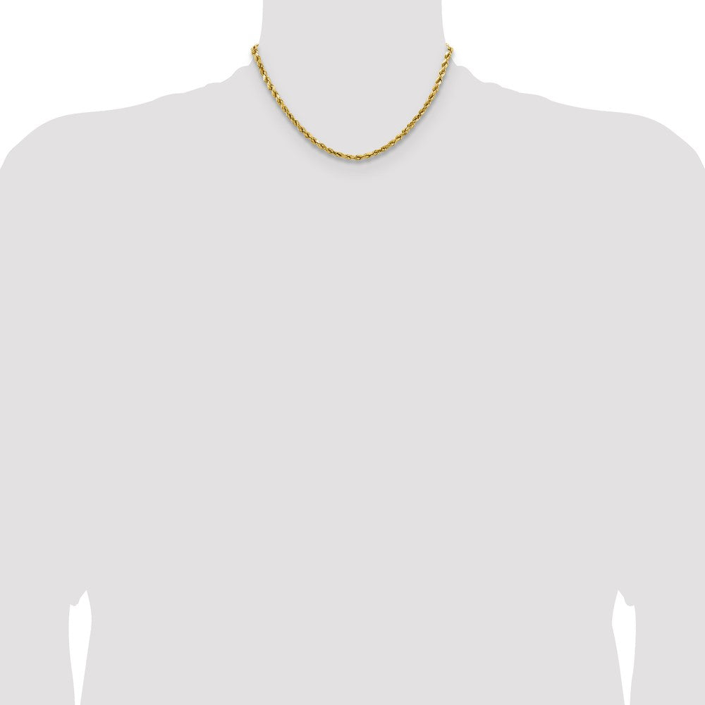 14K Yellow Gold 16 inch 4mm Semi Solid Diamond-cut Rope with Lobster Clasp Chain Necklace