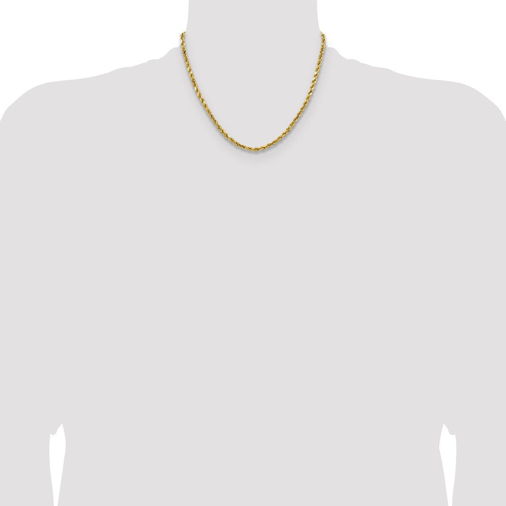 14K Yellow Gold 18 inch 4mm Semi Solid Diamond-cut Rope with Lobster Clasp Chain Necklace