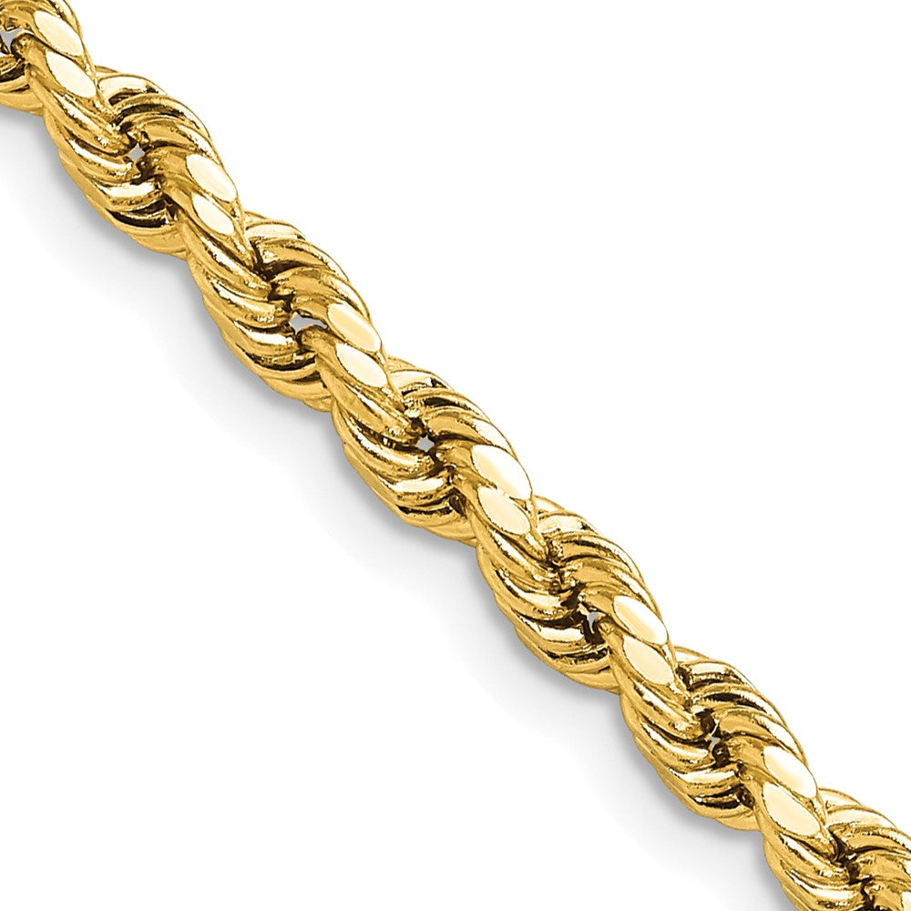 14K Yellow Gold 24 inch 4mm Semi Solid Diamond-cut Rope with Lobster Clasp Chain Necklace