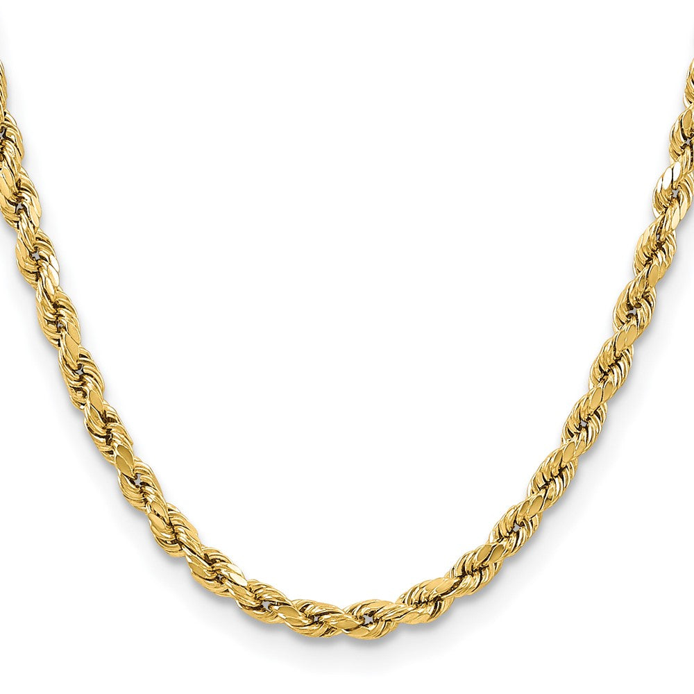 14K Yellow Gold 16 inch 5.5mm Semi Solid Diamond-cut Rope with Lobster Clasp Chain Necklace