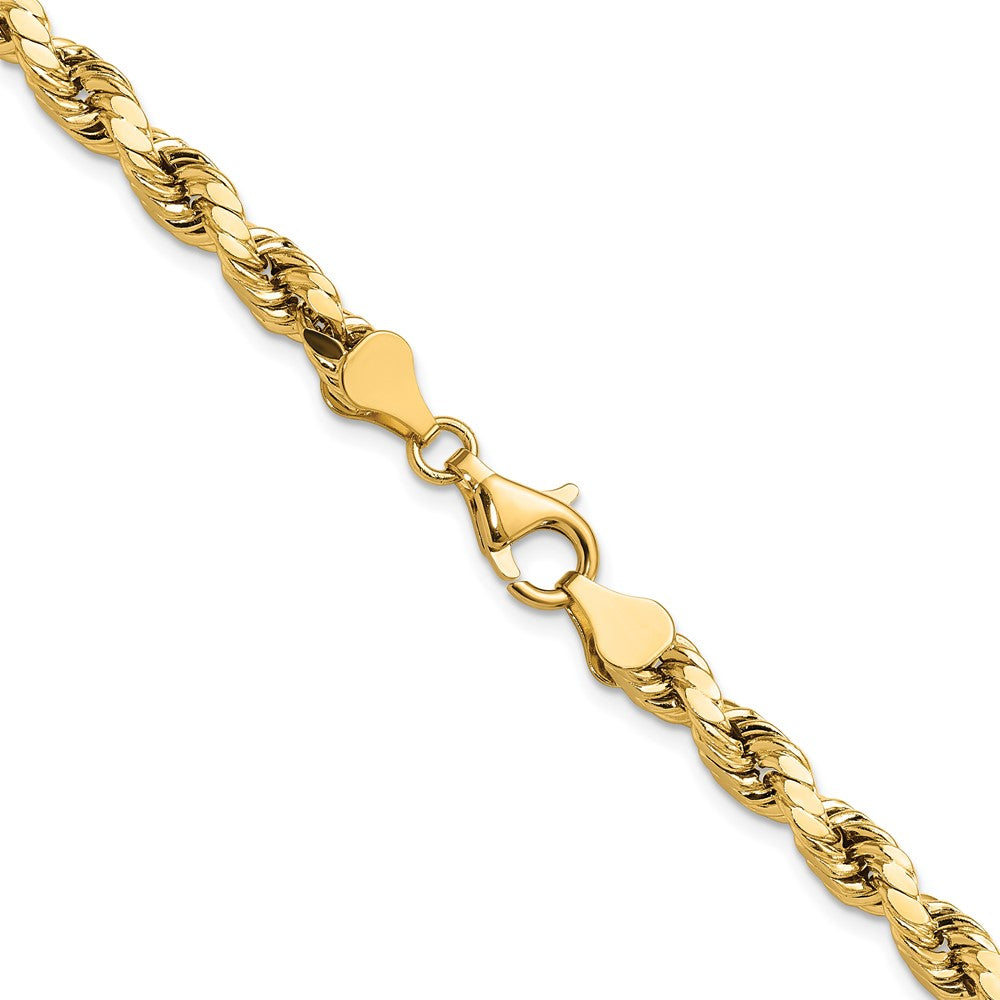 14K Yellow Gold 16 inch 5.5mm Semi Solid Diamond-cut Rope with Lobster Clasp Chain Necklace