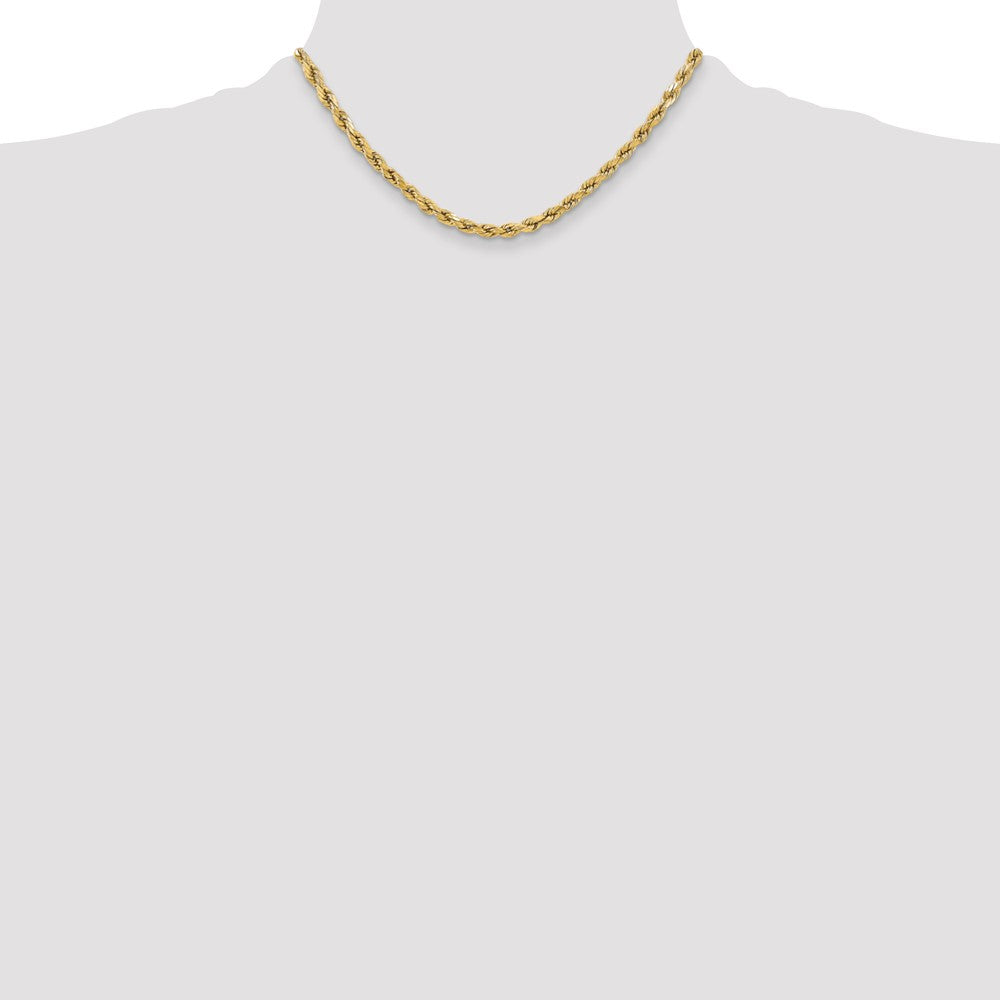 14K Yellow Gold 16 inch 5.5mm Semi Solid Diamond-cut Rope with Lobster Clasp Chain Necklace