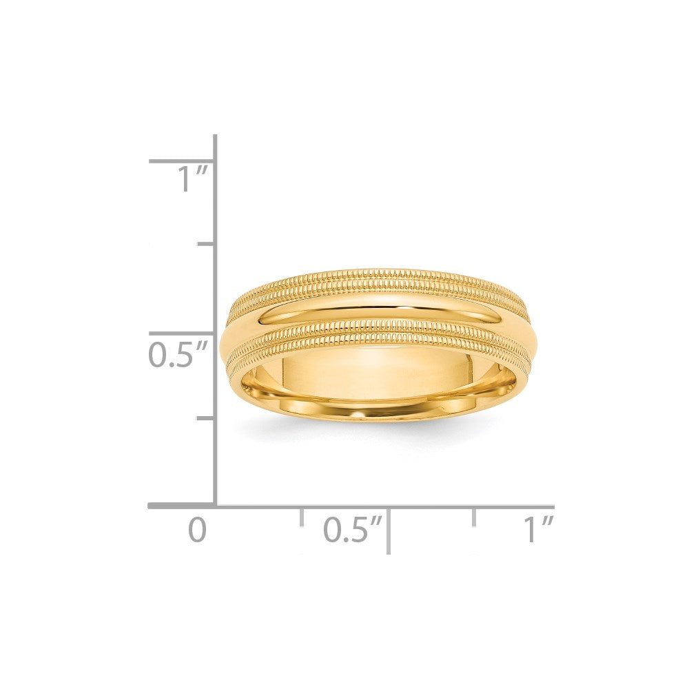 Solid 18K Yellow Gold 6mm Double Milgrain Comfort Fit Men's/Women's Wedding Band Ring Size 8