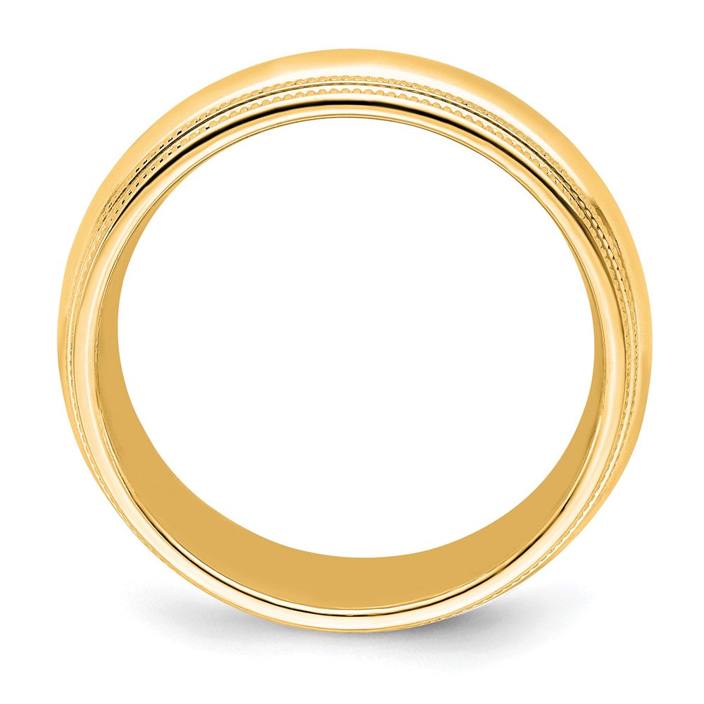 Solid 14K Yellow Gold 7mm Double Milgrain Comfort Fit Men's/Women's Wedding Band Ring Size 6.5