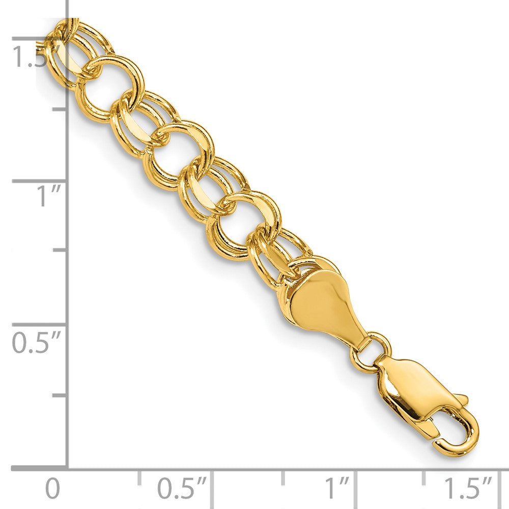 14K Yellow Gold Double Link Charm Bracelet