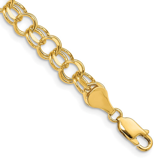 14K Yellow Gold Double Link Charm Bracelet