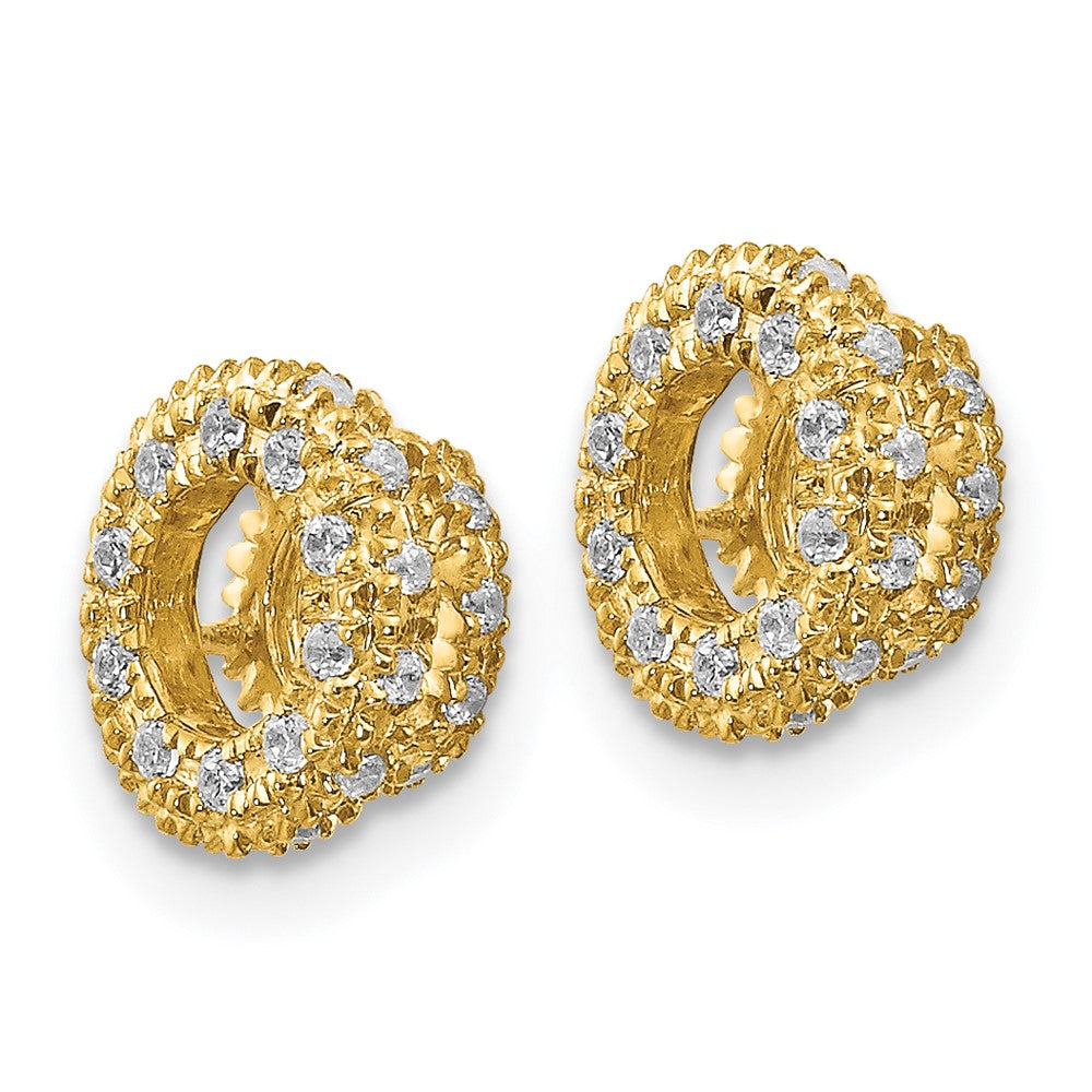 Solid 14k Yellow Gold 1/5ct Simulated CZ Earring JacKets