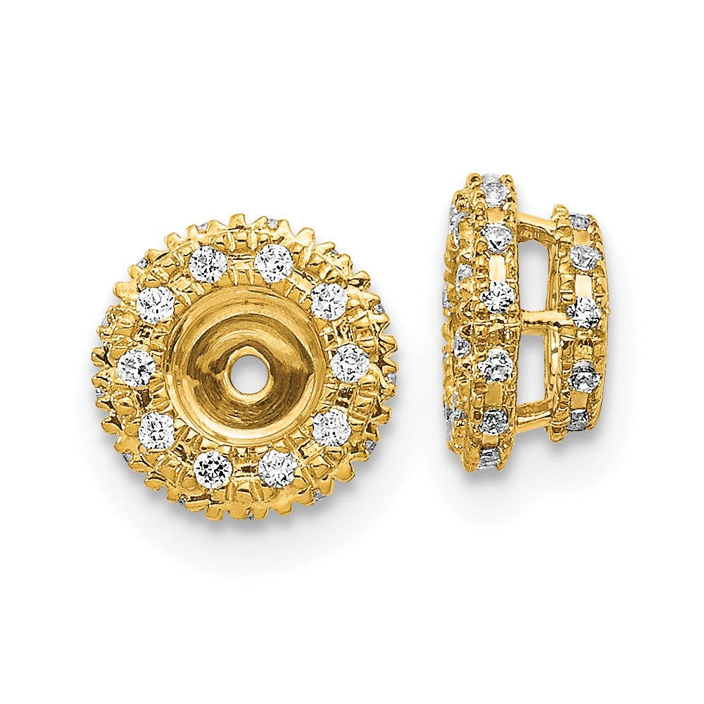 Solid 14k Yellow Gold 1/5ct Simulated CZ Earring JacKets