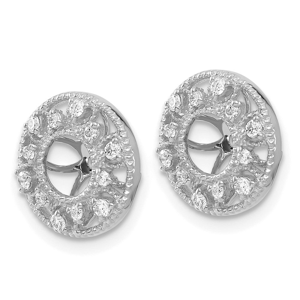 Solid 14k White Gold Fancy Simulated CZ Earring JacKets