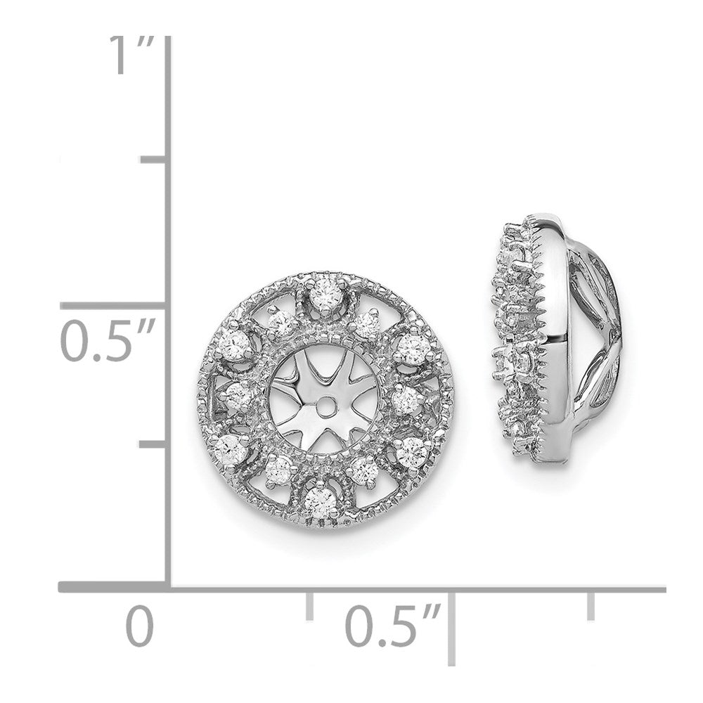 Solid 14k White Gold Fancy Simulated CZ Earring JacKets