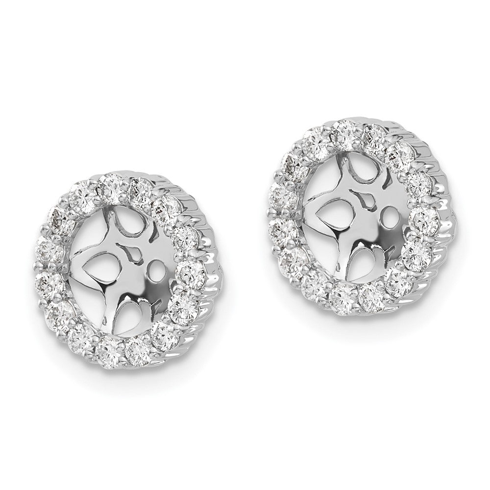 Solid 14k White Gold Simulated CZ Earring JacKets