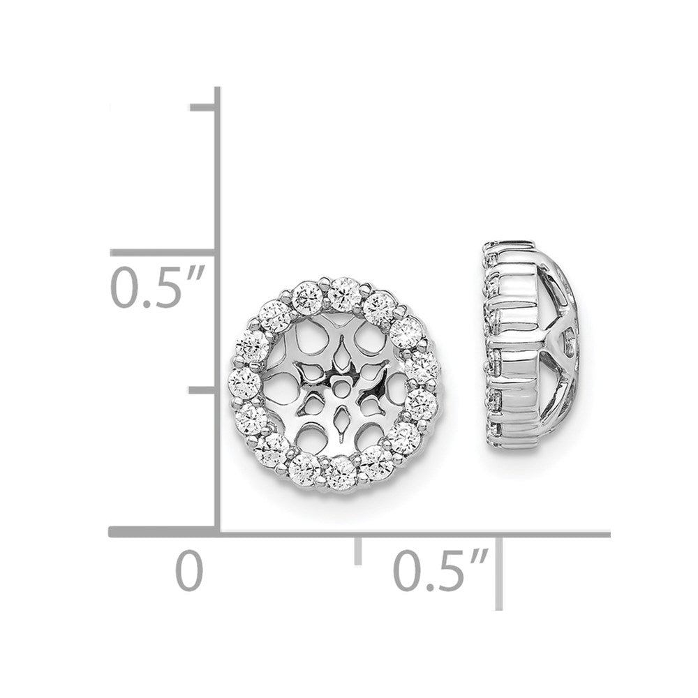 Solid 14k White Gold Simulated CZ Earring JacKets