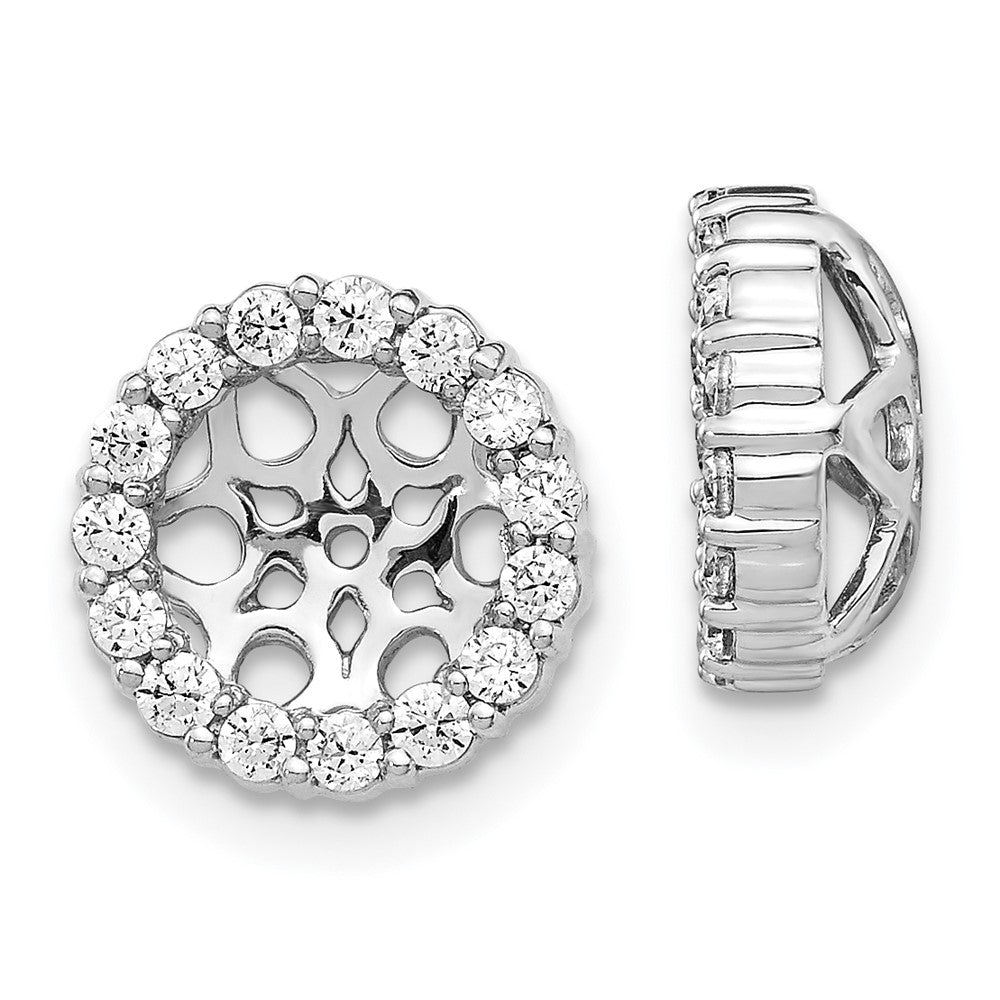 Solid 14k White Gold Simulated CZ Earring JacKets