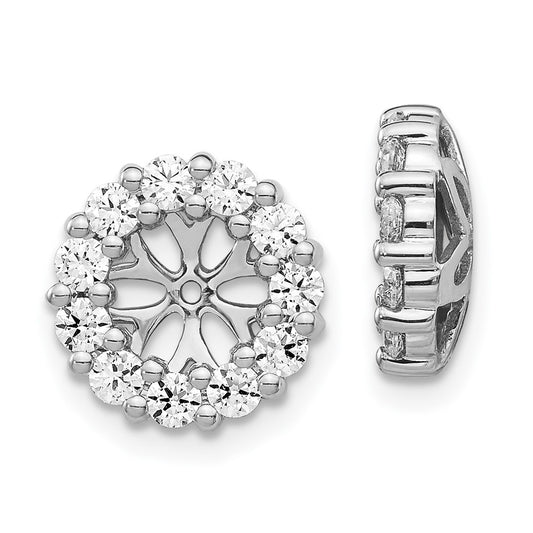 Solid 14k White Gold Simulated CZ Earring JacKets