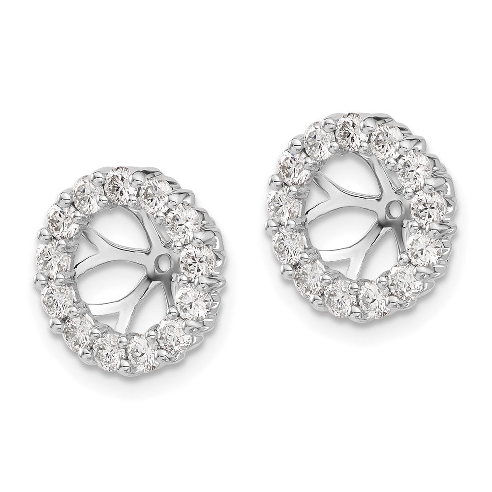 Solid 14k White Gold Simulated CZ Earring JacKets