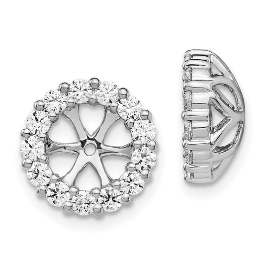 Solid 14k White Gold Simulated CZ Earring JacKets