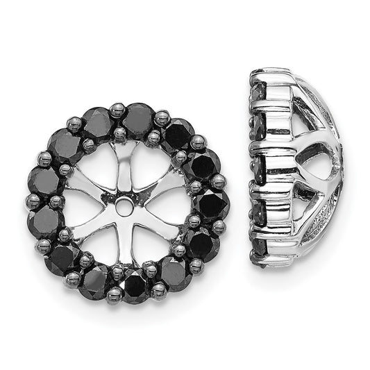 Solid 14k White Gold BlacK Simulated CZ Earring JacKets