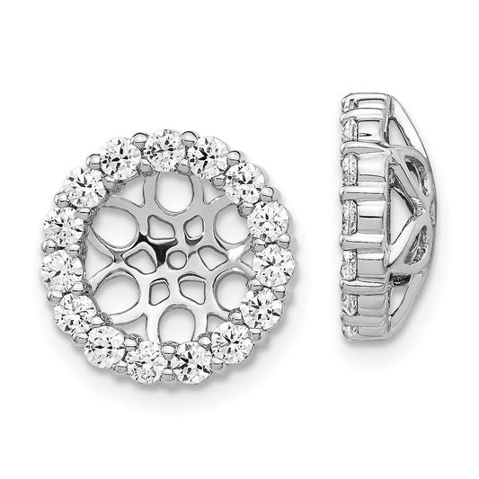 Solid 14k White Gold Simulated CZ Earring JacKets