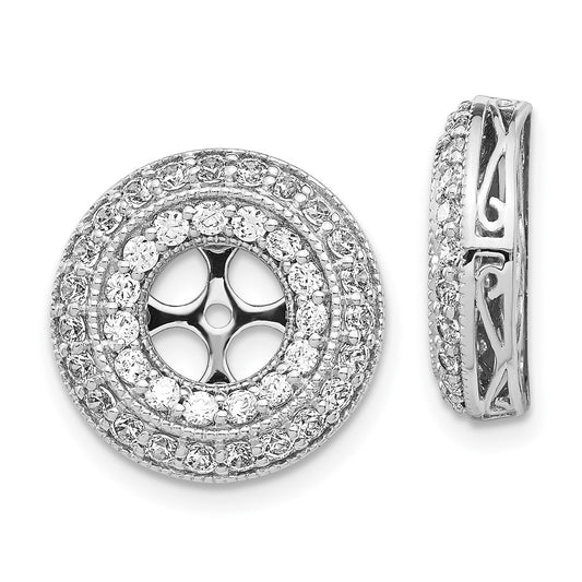 Solid 14k White Gold Fancy Simulated CZ Earring JacKets