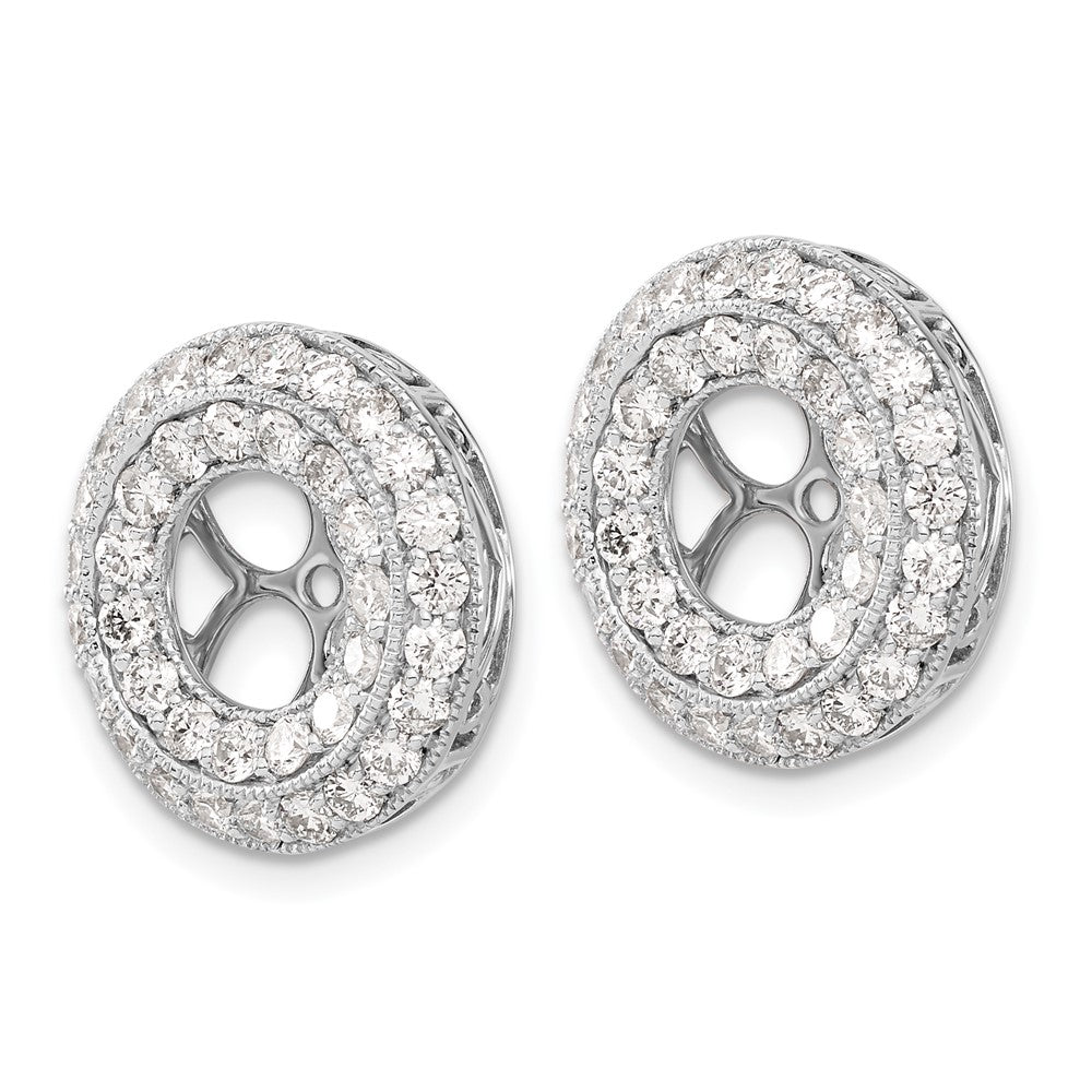 Solid 14k White Gold Fancy Simulated CZ Earring JacKets