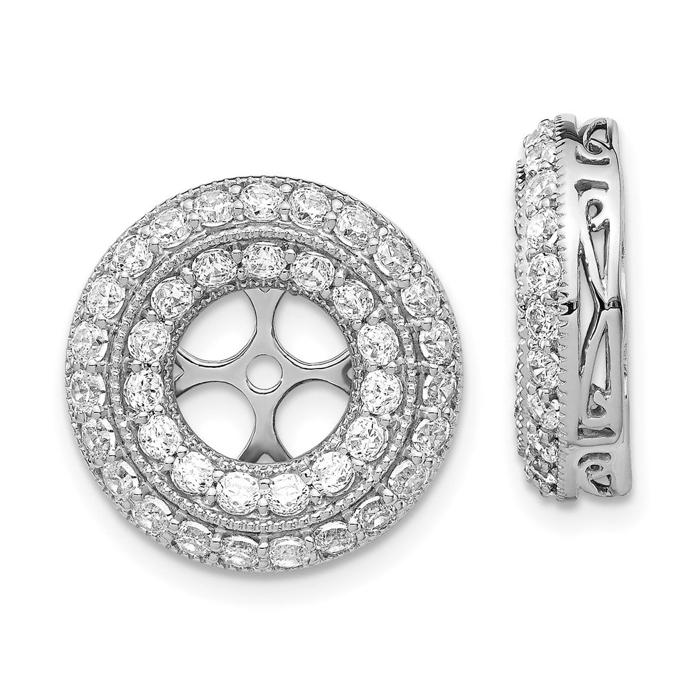 Solid 14k White Gold Fancy Simulated CZ Earring JacKets