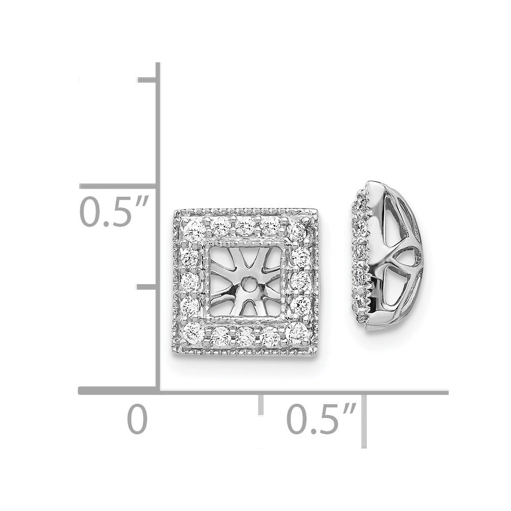 Solid 14k White Gold Simulated CZ Square JacKet Earrings