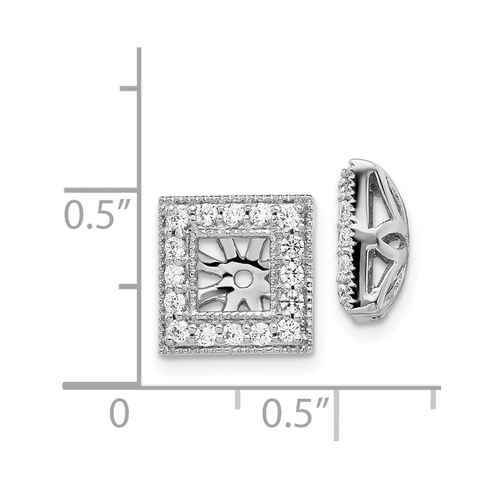 Solid 14k White Gold Simulated CZ Square JacKet Earrings