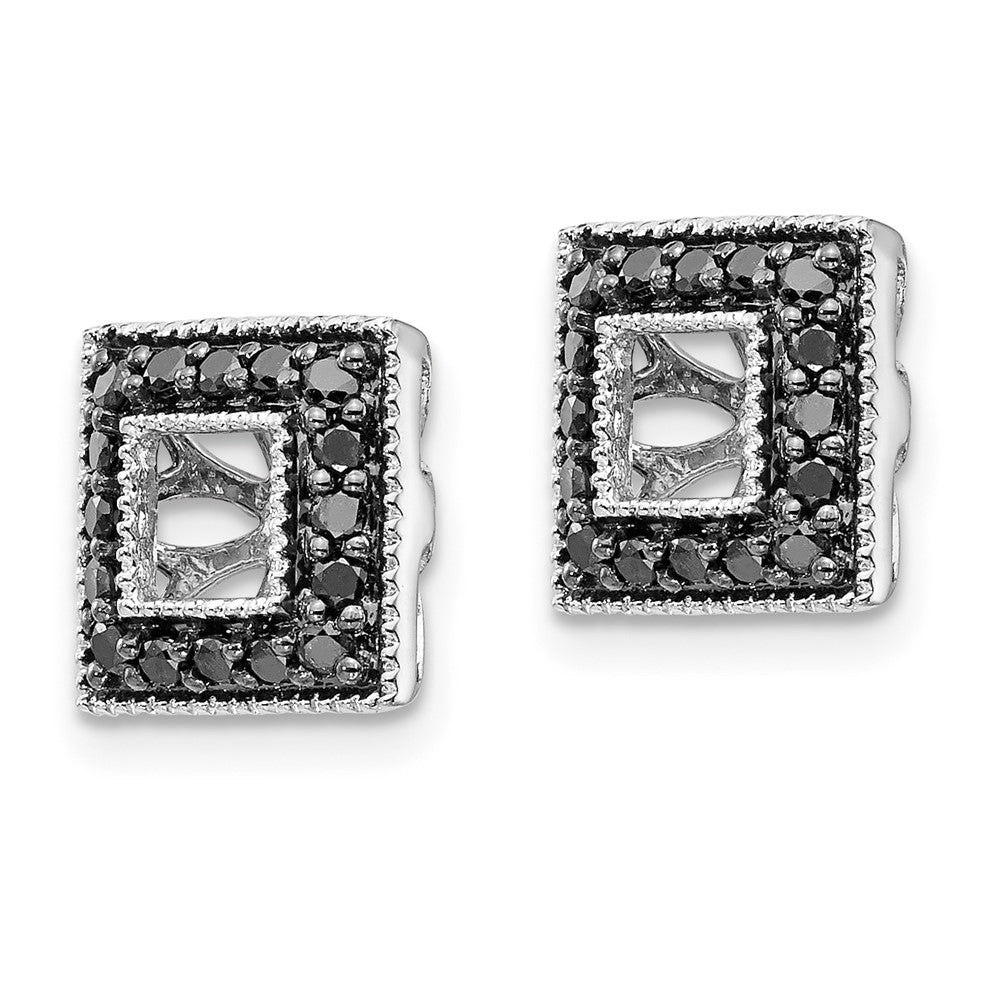 Solid 14k White Gold BlacK Simulated CZ Square JacKet Earrings