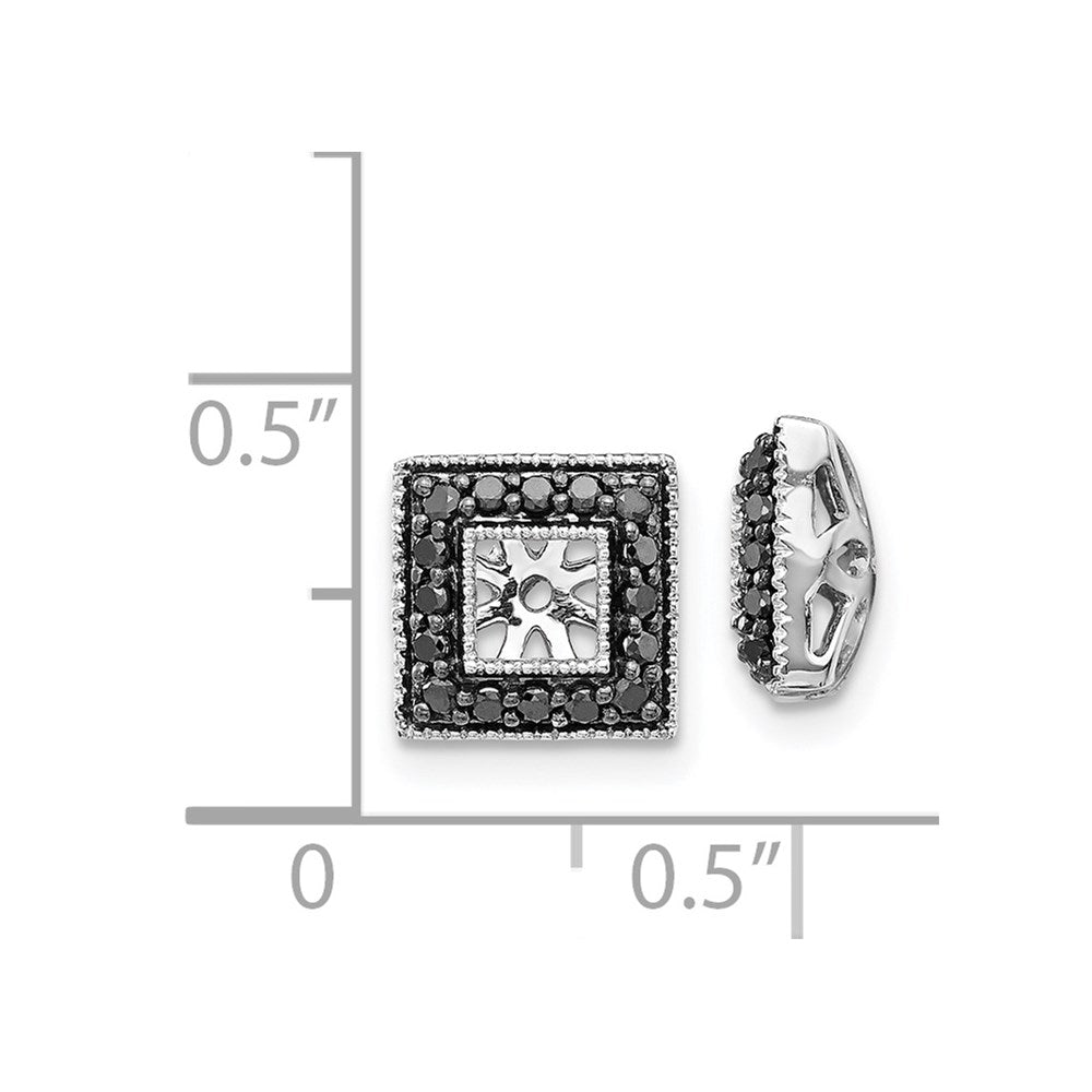 Solid 14k White Gold BlacK Simulated CZ Square JacKet Earrings