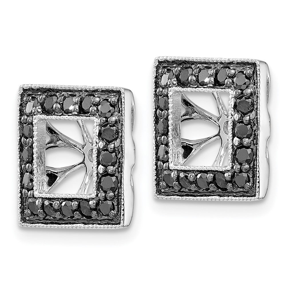 Solid 14k White Gold BlacK Simulated CZ Square JacKet Earrings