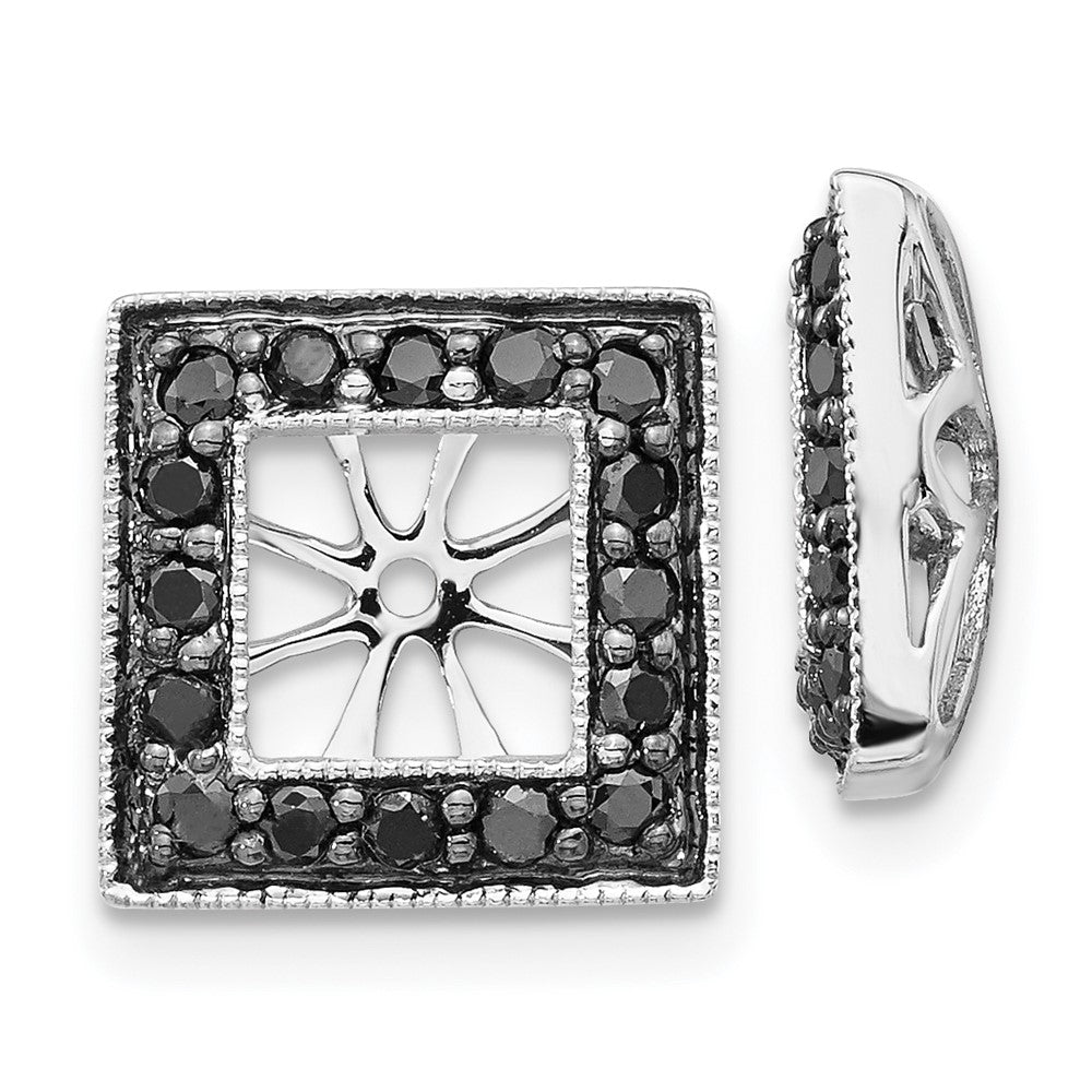 Solid 14k White Gold BlacK Simulated CZ Square JacKet Earrings