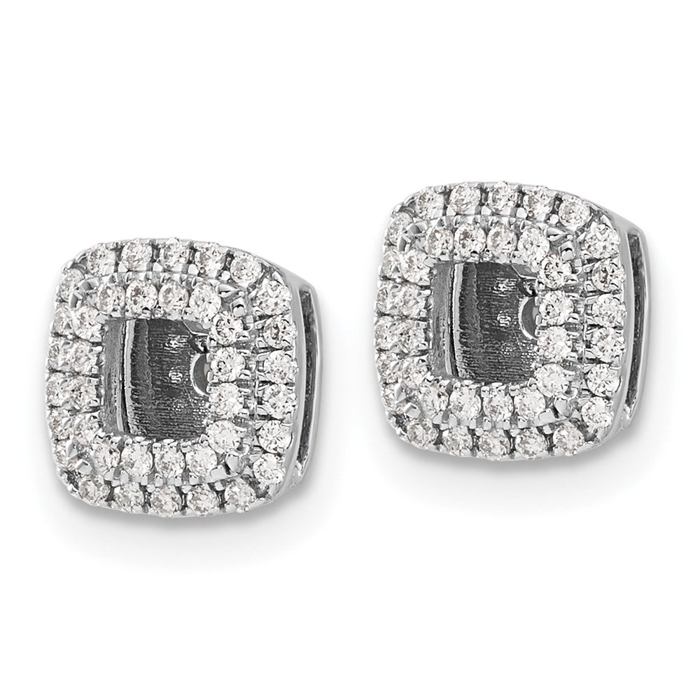 Solid 14k White Gold Simulated CZ Square Earring JacKets