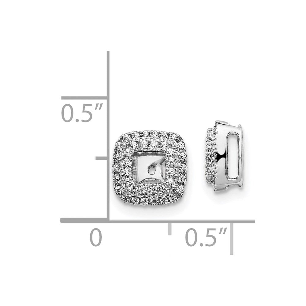 Solid 14k White Gold Simulated CZ Square Earring JacKets