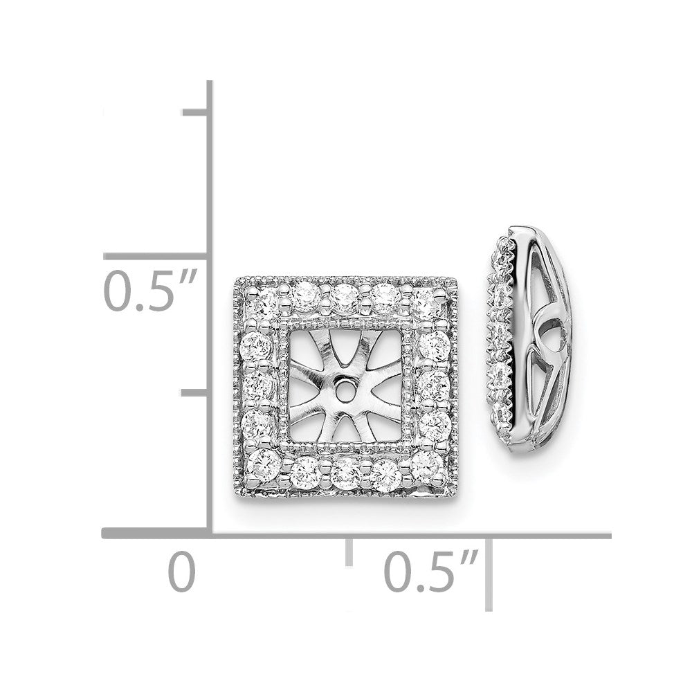 Solid 14k White Gold Simulated CZ Square JacKet Earrings