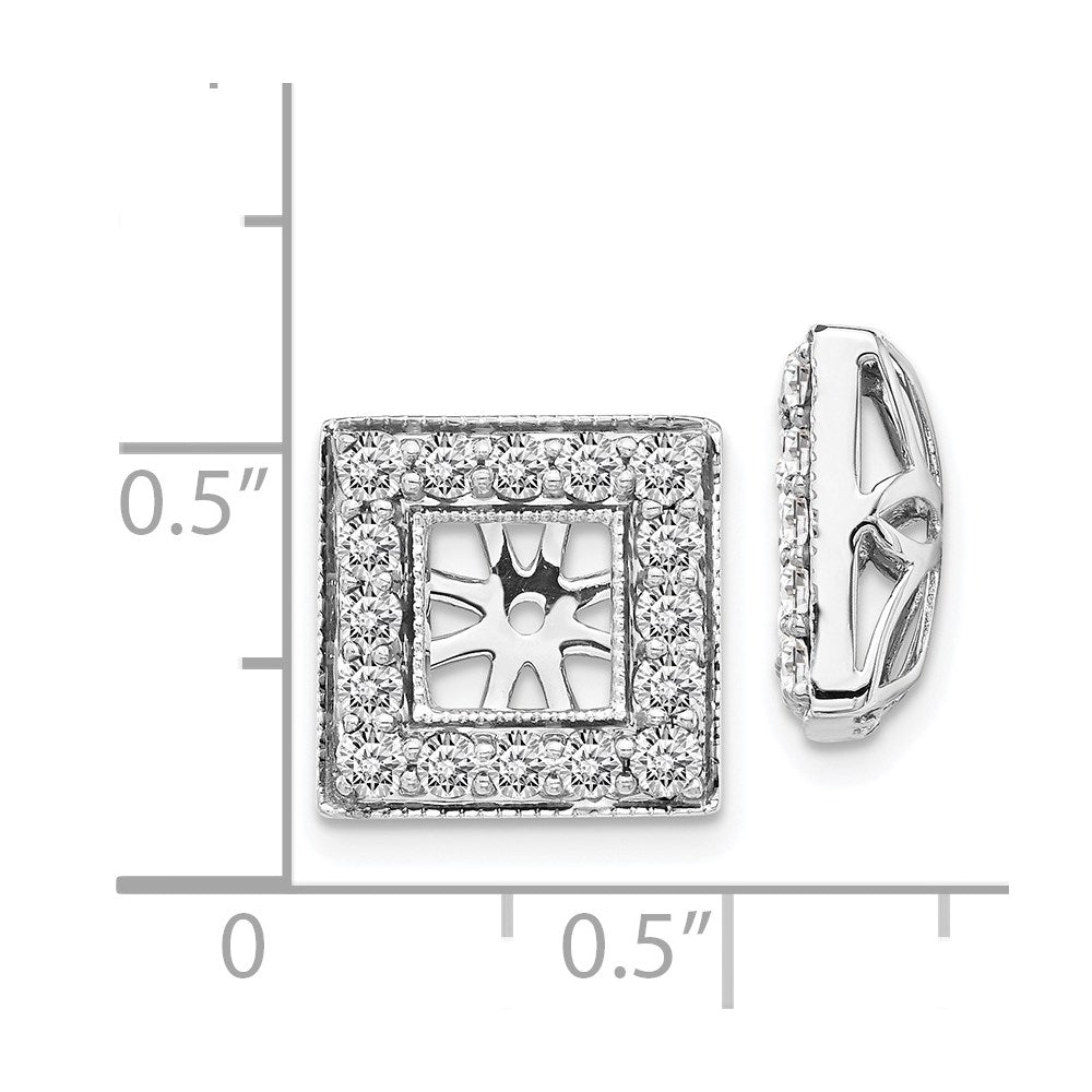 Solid 14k White Gold Simulated CZ Square JacKet Earrings