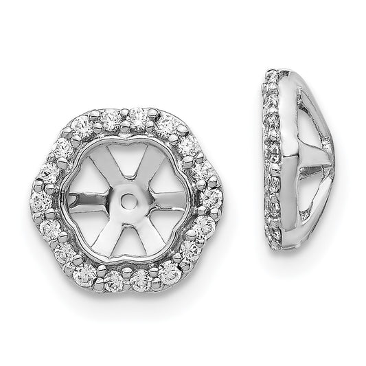 Solid 14k White Gold Simulated CZ Earring JacKets