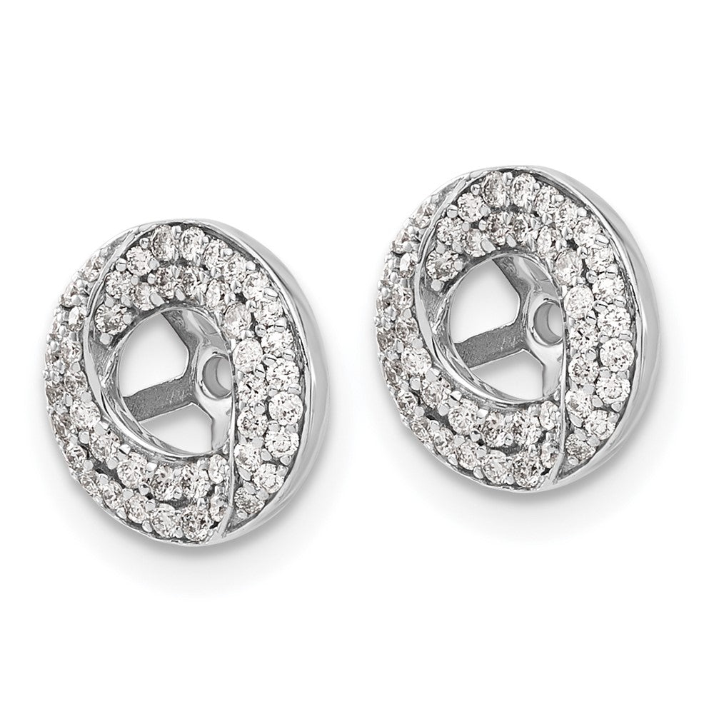 Solid 14k White Gold Simulated CZ Round Earring JacKets