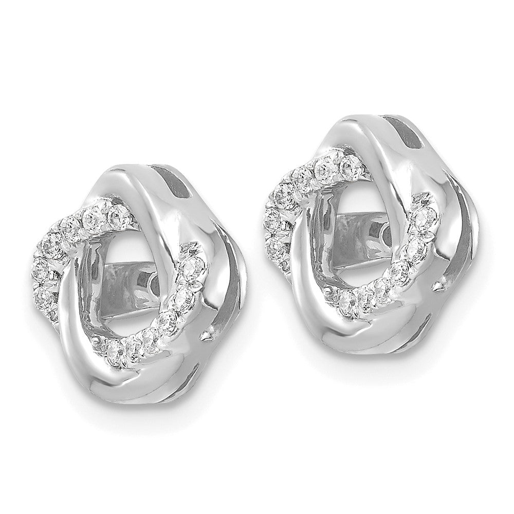 Solid 14k White Gold Simulated CZ JacKet Earrings