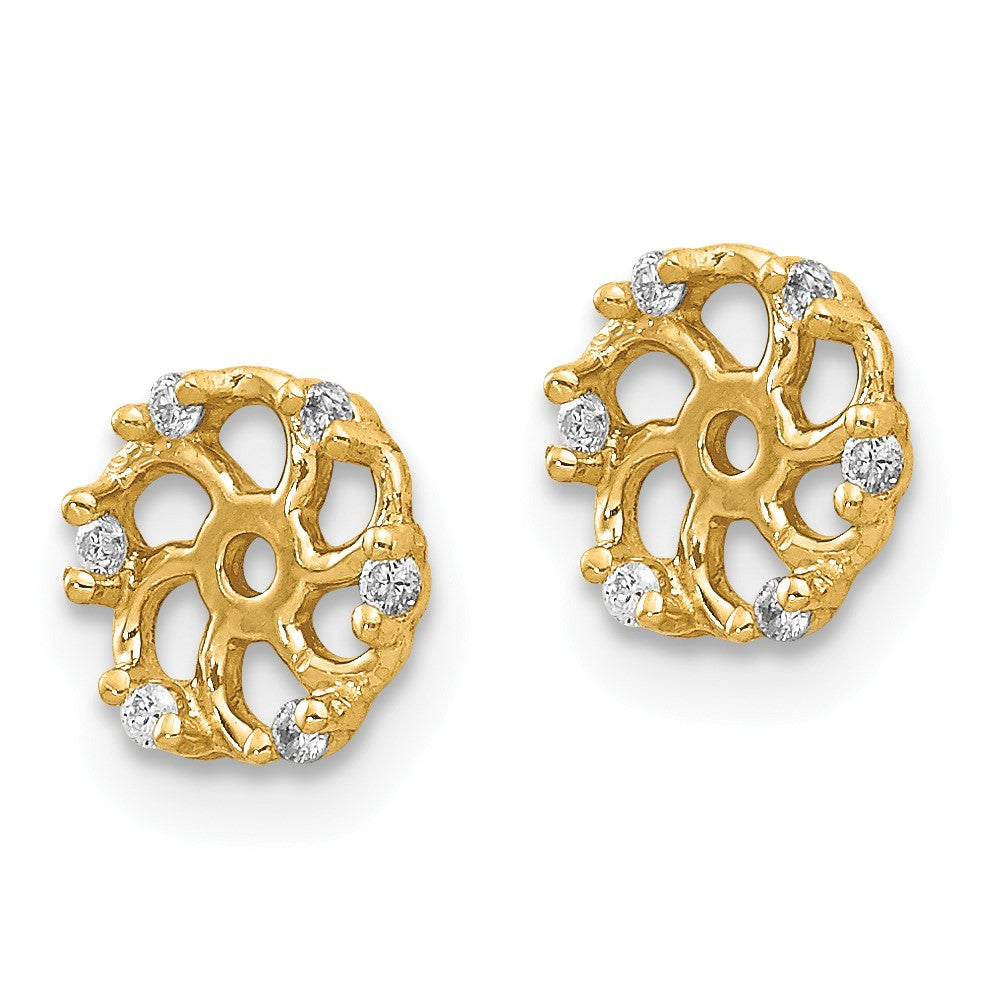 Solid 14k Yellow Gold AA Simulated CZ Earring JacKet