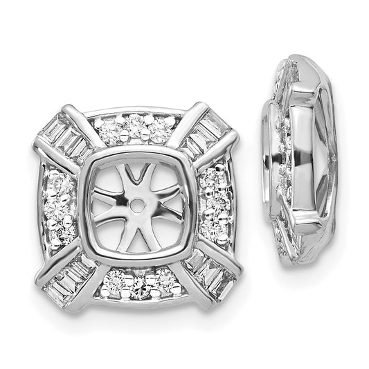 Solid 14k White Gold Fancy Simulated CZ Earring JacKets