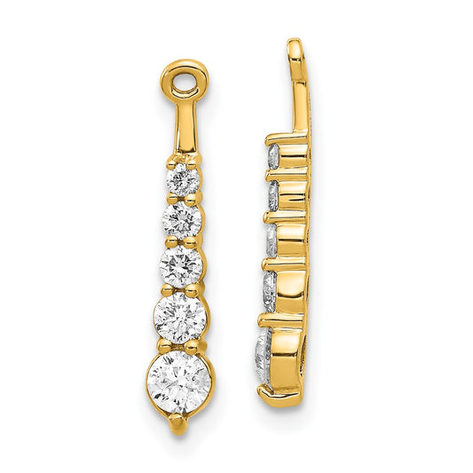 Solid 14k Yellow Gold AA 5 Stone Dangle Simulated CZ Earring JacKet