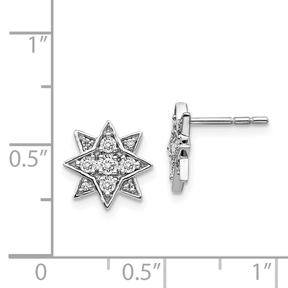 Solid 14k White Gold Simulated CZ Star Earrings